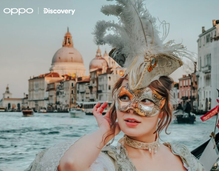 (Irene Losi, a Gen Z Venetian celebrating carnival with her costume, shot on OPPO Reno 13 Pro 5G)